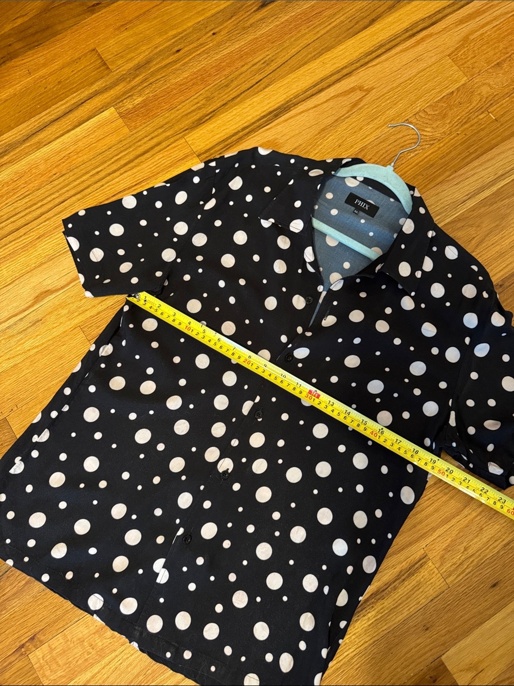 Black & White Polka Dot Short-Sleeve Shirt, Slim fit, XL - Picture 8 of 11